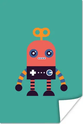 Produktbild von MuchoWow® Poster Roboter - Spielzeug - Gesicht - Rosa - Jungen - Kinder 40x60 cm - Plakate für die Wand - Poster Babyzimmer