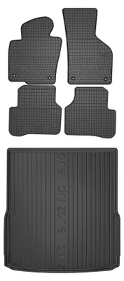 Productafbeelding van Rubberen automatten + kofferbakmat voor Volkswagen Passat B6 2005-2010 (stationwagen) – 5-delig, zwart, op maat – Wielganizator SolidPRO