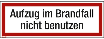 Zdjęcie produktu dla Hinweisschild Aufzug im Brandfall 297x105mm Folie