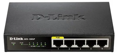 Produktbild von D-Link DES-1005P, Unmanaged, Fast Ethernet (10/100), Vollduplex, Power over Ethernet (PoE)