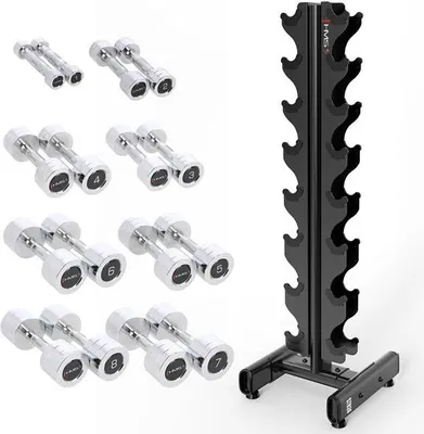 Produktbild von CHD 2 x 1 - 8 KG (72 KG) Hantelsatz + HMS STR36 RACK
