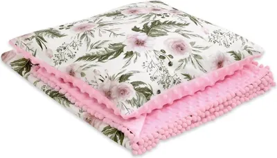 Immagine prodotto di Set di coperte per neonati, culla, extra morbide e calde - peluche Minky double-face - rosa peonia
