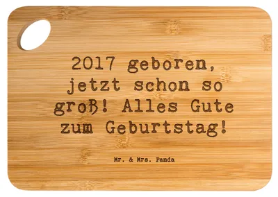 Produktbild von Mr. & Mrs. Panda Frühstücksbrettchen Spruch 2017 Geburtstag - Transparent - Geschenk, Geburtstagsfeier, Brett, Erinnerungen, holzschneidebrett, Geburtstagsgeschenk, Alter
