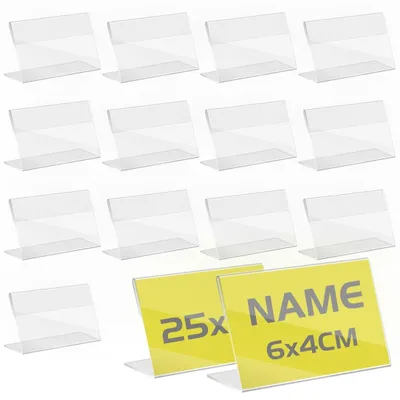 Obrázek produktu pro Průhledný akrylový stojan – stolní stojan pro cenovky (25 kusů, 6x4 cm)