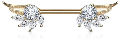 Produktbild von Brustpiercing Nippel Piercing Engelsflügel Rose Gold/Klar