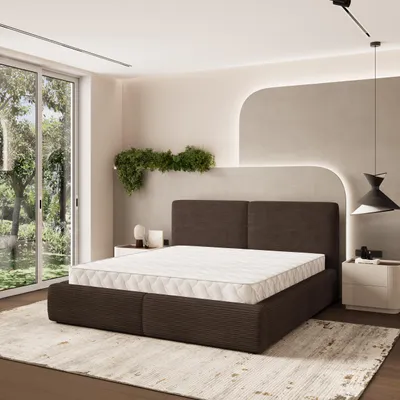 Produktbild von Masseno Polsterbett FELURO 160x200 cm, Polsterbett mit Bettkästen -Braun, POSO 06