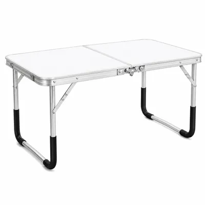 Produktbild von Omna | Camping Tischset - 120x60 cm - Weiß und Blau - 5-in-1 - Klappbar und Höhenverstellbar