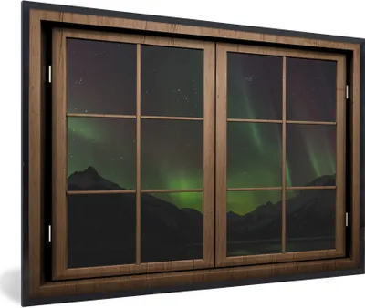 Produktbild von MuchoWow® MuchoWow® Gerahmtes Poster Aussicht - Berg - Aurora 60x40 cm - Poster mit zchwarzem Bilderrahmen - Printing - Wanddeko Schlafzimmer