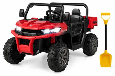 Produktbild von KOMFOTTEU Kinder Elektroauto, 2-Sitzer Kinderauto mit Kippbett, Schaufel & Fernbedienung & Musik & Scheinwerfer & Hupe, 12V Kinderfahrzeug mit Slow-Start-Funktion & Sicherheitsgurt (Rot)
