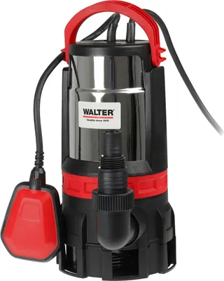 Produktbild von WALTER 2-in-1 Schmutz- und Klarwasserpumpe | 750 W, 16.500 l/h Fördermenge, max. Förderhöhe 9 m, universeller Anschluss, Tauchpumpe für Keller, Teich und Baustelle, Tauchpumpe Schmutzwasser Abpumpen