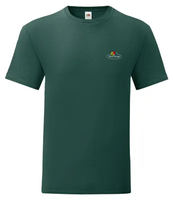 Produktbild von Fruit of the Loom Iconic 150 T-Shirt mit Vintage-Logo auf der Brust Farbe: waldgrün - Vintage-Logo klein Größe: 2XL