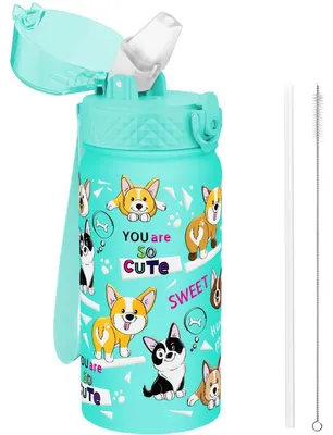 Obrázok produktu pre Detská fľaša na pitie z nehrdzavejúcej ocele, 420 ml, s brčkom, bez BPA