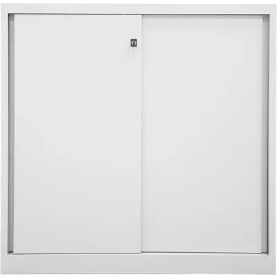 Produktbild von BISLEY Bisley Schiebetürenschrank ECO 1.200 x 1.181 x 430 mm (B x H x T) 2 Fachböden Stahl lichtgrau