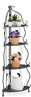 Productafbeelding van Plantenrek van metaal – Vrijstaand bloemenrek met 4 niveaus, vintage uitstraling, 113 x 30 x 30 cm