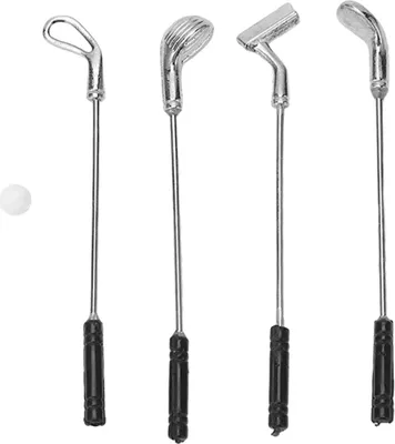 Zdjęcie produktu dla 5 sztuk kijów golfowych do domku dla lalek 1:12 Plastikowy stop Trwałe, wykwintne mini kije golfowe do domku dla lalek 1:12 DIY