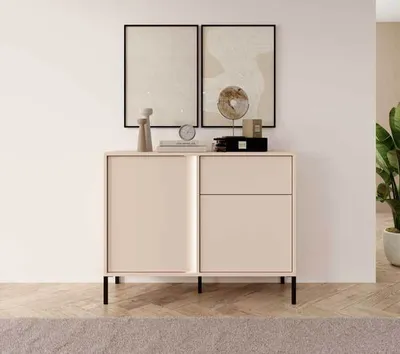 Produktbild von Kommode Sideboard Dast 103x39,5x81cm beige 2-türig mit LED-Beleuchtung