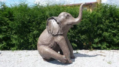 Produktbild von Baby Elefant Figur Garten Statue Skulptur Figuren Skulpturen Dekoration Tier Neu