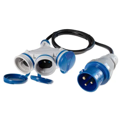 Produktbild von Adapterkabel | CEE zu 3x Schuko | Landstrom Verteiler | 230V | 5 Meter