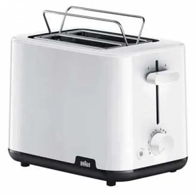 Produktbild von Braun HT1010WH, 2 Scheibe(n), Weiß, Kunststoff, Drehregler, 900 W, 132 x 35 x 119 mm