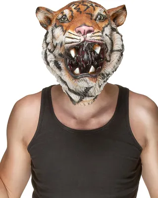 Produktbild von Tiger Latex-Maske braun-weiss-schwarz - Einheitsgröße