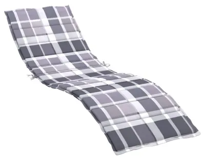 Produktbild von vidaXL Sonnenliegen-Auflage Grau Karomuster 200x50x3 cm Oxford-Gewebe