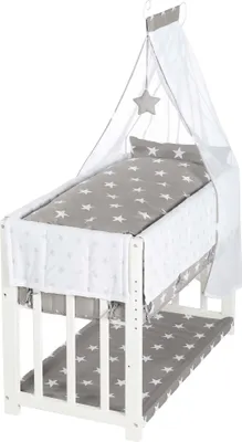Produktbild von roba Stubenbett 3 in 1, Beistellbett ‚Little Stars‘, Babybett, Kinderbank, weiß
