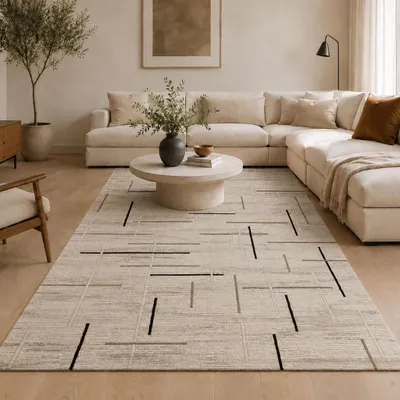 Produktbild von Kurzflor Teppich Boho 3D Hoch-Tief-Effekt – Teppich Wohnzimmer & Schlafzimmer