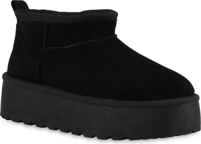 Produktbild von VAN HILL Damen Warm Gefütterte Winter Boots Bequeme Profil-Sohle Schuhe 840804, Farbe: Schwarz, Größe: 39