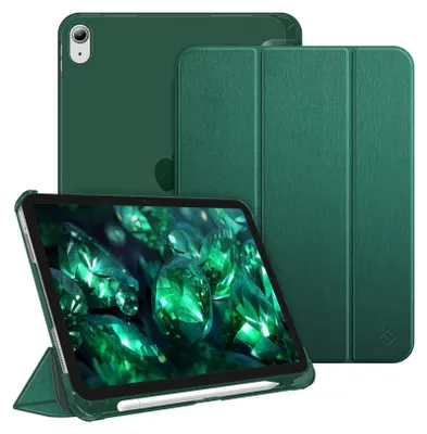 Produktbild von Fintie Hülle für iPad (A16) 11 Generation 11 Zoll 2025, iPad 10 Generation 10.9 Zoll 2022 mit Stifthalter - ultradünne leichte Schutzhülle mit transparenter Rückseite, Auto Schlaf/Wach, Nachtgrün