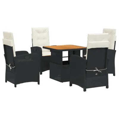Image de vidaXL Ensemble de jardin 5 pièces avec coussins Noir Poly Rattan