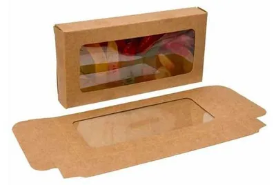 Produktbild von Pappschachteln Kraft Braun mit Fenster 7x2.1x13.8cm (25 Stück) [WKRG315]