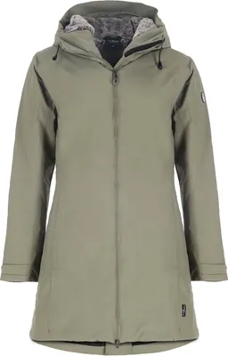 Produktbild von Blue Wave Damen Funktionsparka Nicola mit Fellimitat - Funktionsjacke wasserdicht, winddicht, atmungsaktiv in Schilf Größe 42