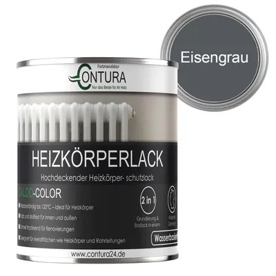 Produktbild von Contura 375ml Heizkörperlack Seidenmatt Heizungslack Heizkörperfarbe Heizung Farbe Radiator Metalllack - Eisengrau RAL 7011