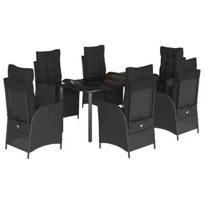 Produktbild von vidaXL 7-tlg. Garten-Essgruppe mit Kissen Schwarz Poly Rattan
