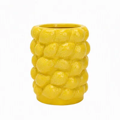 Zitronenvase aus Keramik 15x11,5 cm gelb mediterran