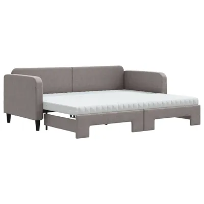 Obrázek produktu pro vidaXL Rozkládací denní postel s matracemi Taupe 90x200 cm Látka