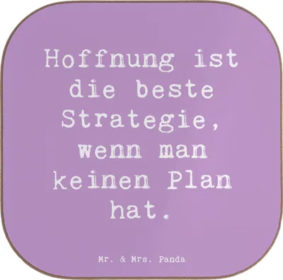 Produktbild von Mr. & Mrs. Panda Untersetzer für Gläser Spruch Hoffnung Strategie - Lavendeltraum - Geschenk, Inspiration, Motivation, Mut, Tassenuntersetzer, Zitat, Getränkeuntersetzer