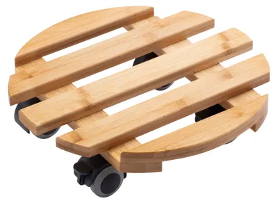 Produktbild von Metafranc Pflanzenroller Ø 300 mm 60 kg Tragkraft Bambus-Platte Natürlicher Holz-Look