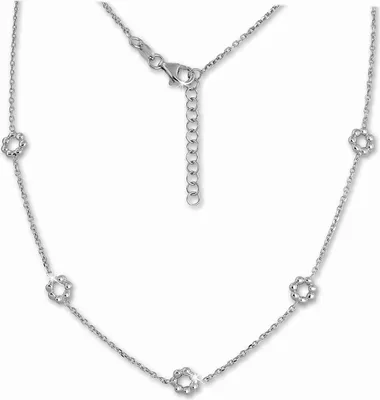 Produktbild von SilberDream Halskette 47cm 925 Silber Damen Schmuck Blümchen silber SDK11444J
