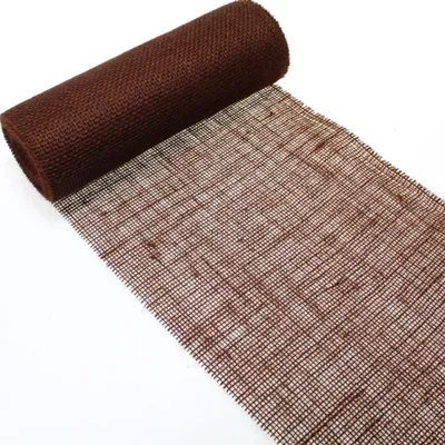 Produktbild von 10m Tischläufer Tischband Jute 30cm breit Gitterband, Farbe:braun