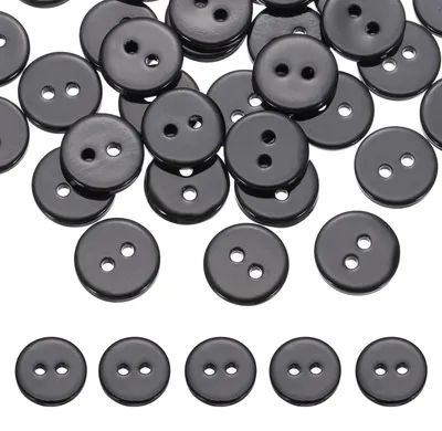 Runde Muschelknöpfe 36 Stück, 11,5 mm, 2 Löcher, schwarz