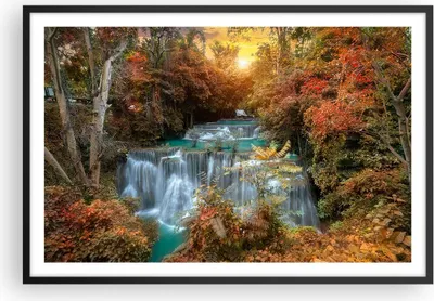 Produktbild von Gerahmtes Poster - Schwarzer Rahmen - Park Wasserfall Wasser - 91,5x61 cm - Wand Bild - Wanddeko - Wandbilder - Kunstposter - Wandposter - Bilderrahmen - Bilder - Kunstdruck - Wandbild P2BAA91x61-3995