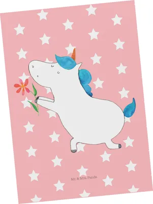 Produktbild von Mr. & Mrs. Panda Fotokarte Einhorn Blume - Rot Pastell - Geschenk, Liebe, Ansichtskarte, Freund, Einhörner, Heiraten, Postkarten, Postkarte, Freundin, Kunstkarten