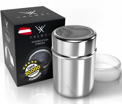 Puderdosenstreuer aus Edelstahl, feines Sieb, 150 ml, silber