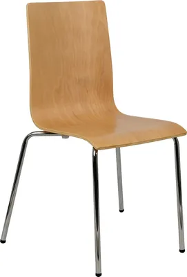 Produktbild von Stationärer Konferenzstuhl TDC-132B, verchromtes Gestell, Sitz und Rückenlehne aus Sperrholz, stapelbar, natürliche Farbe