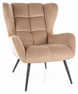 Image de Fauteuil en velours - Gamme Louis - Beige