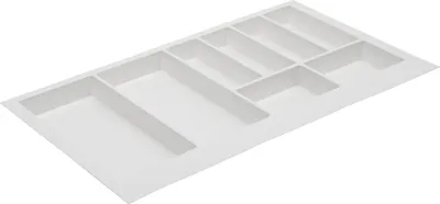 Produktbild von GTV - Schubladeneinsatz Axispace I Besteckkasten für Schubladen Besteckeinsatz Schubladeneinsatz Küche I Küchenschrank aus Kunststoff Besteckkasten Besteckaufbewahrung I Weiß 840 x 472 mm