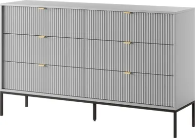 Produktbild von FURNLUX Kommode Avon Grau Und Schwarz 154cm / Hauptfarbe: Grau / Abmessungen: 154 x 91 x 39 cm