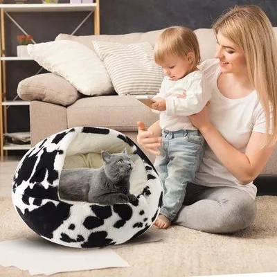 Produktbild von Famanu Katzenbett Faltbar - Weich und Plüschig für Katzen und kleine Hunde