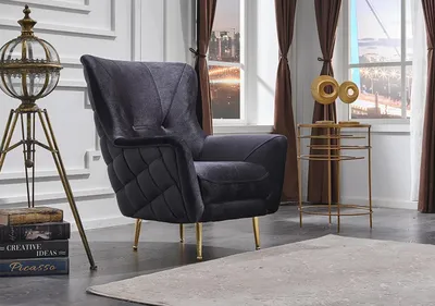 Produktbild von Textil Sessel Grau Polstermöbel  Wohnzimmer Polster Design Sitz